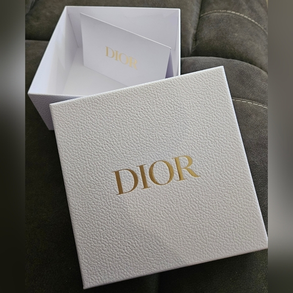 Large DIOR White Gold Gift Box Thank You Card Handbag Storage Packaging Travel - Picture 1 of 8